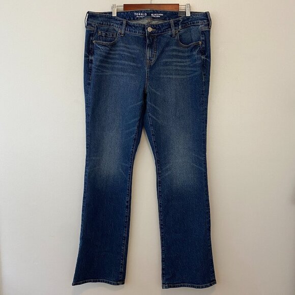 Torrid Perfect Slim Boot Classic Denim Mid-Rise Jean Size 18XT Dark Wash X-Tall - Picture 1 of 6